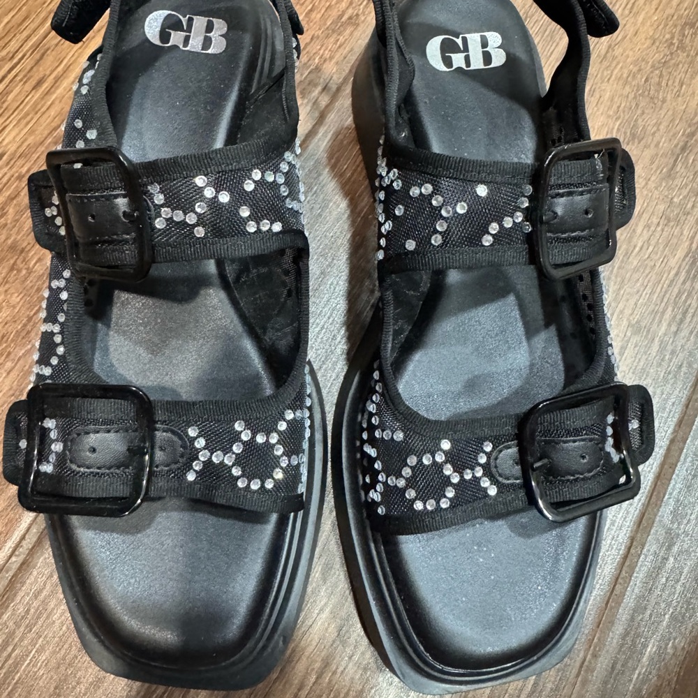 Gianni Bini Black Sandals with Silver Accents